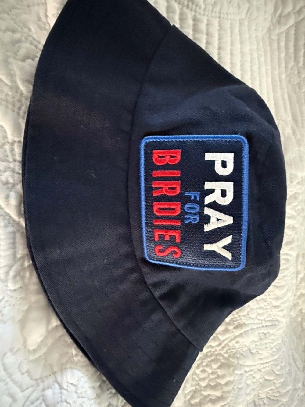 GNavy Bucket Hat with 'PRAY FOR BIRDIES' Patch GOLFERS